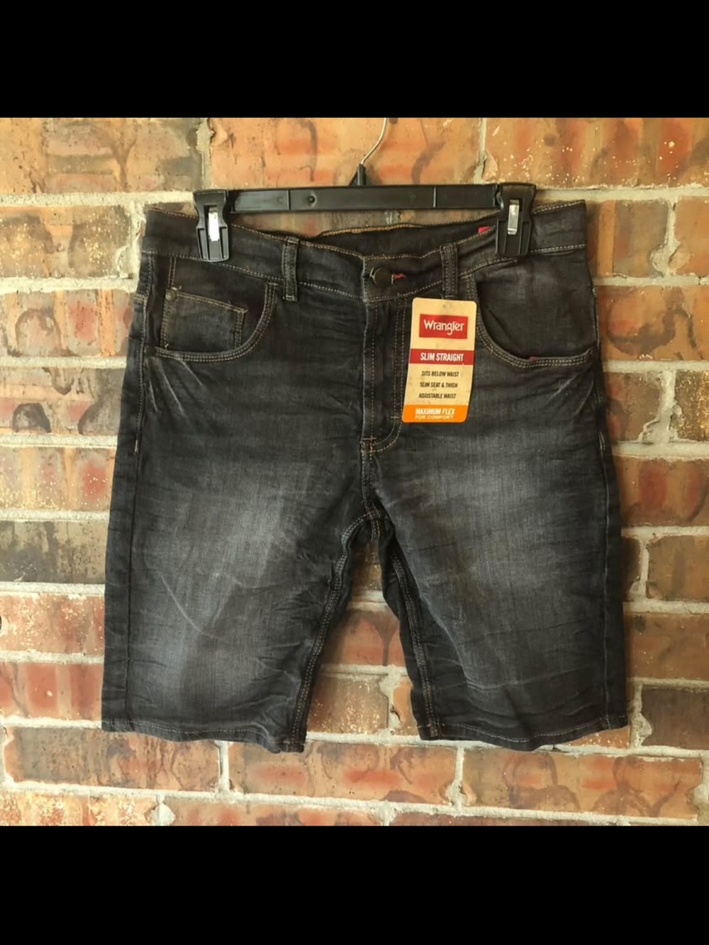 NWT Wrangler Boy’s Slim Straight Blackened Indiago Denim Shorts:12 Husky